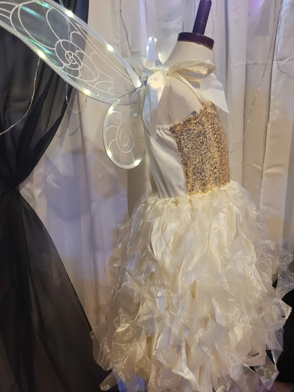 Amazon Ivory and Gold Sequin Fairy Dress with Ribbon Straps